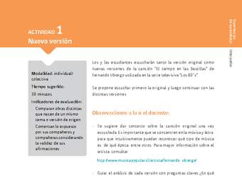 Sugerencia para el profesor: Actividad 1: Nueva versión Sugerencia para el profesor: Actividad 1: Nueva versión