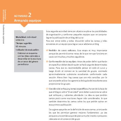 Sugerencia para el profesor: Actividad 2: Armando equipos Sugerencia para el profesor: Actividad 2: Armando equipos