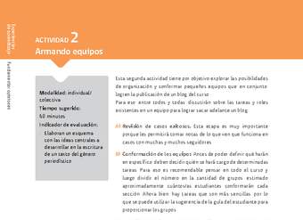 Sugerencia para el profesor: Actividad 2: Armando equipos