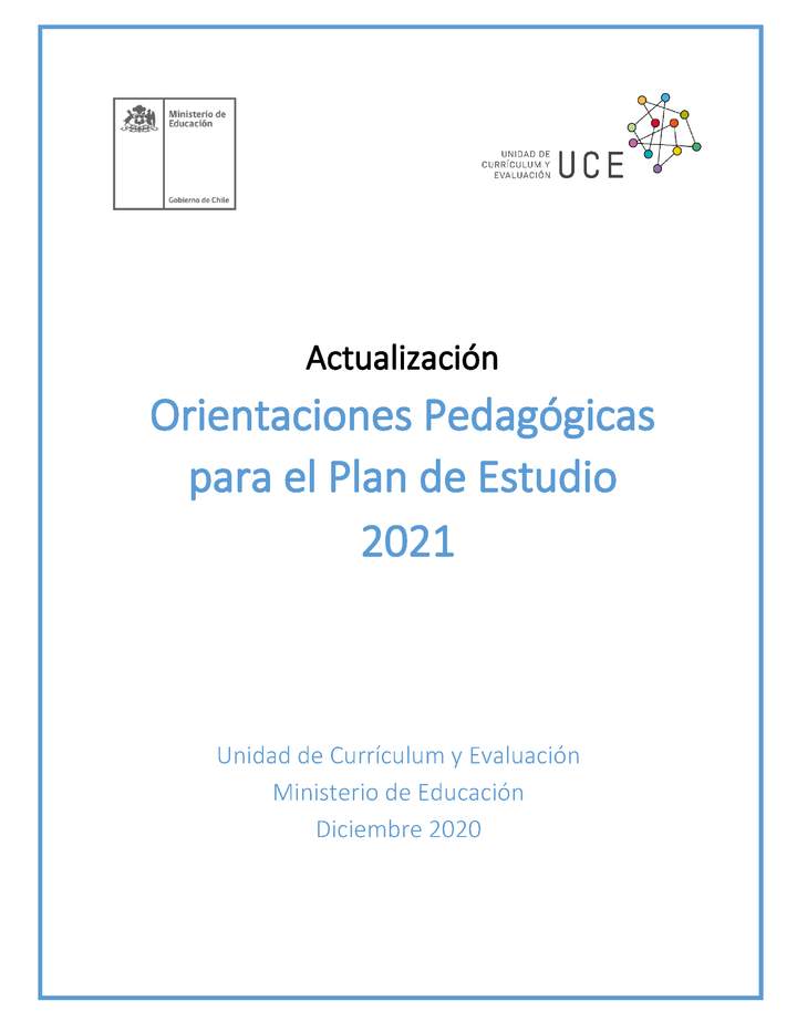 Orientaciones pedagógicas para el plan de estudios  2021 Orientaciones pedagógicas para el plan de estudios  2021