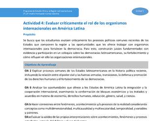Actividad 4: Evaluar críticamente el rol de los organismos internacionales en América Latina
