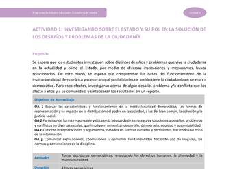 Actividad 1: Investigando sobre el Estado y su rol en la solución de los desafíos y problemas de la ciudadanía