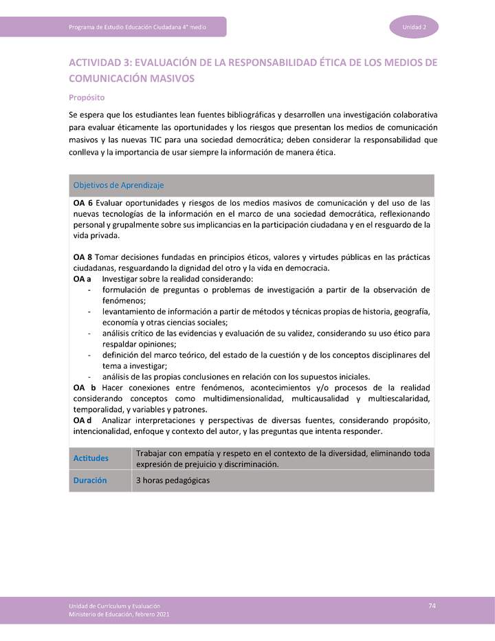 Actividad 3: Evaluación de la responsabilidad ética de los medios de comunicación masivos