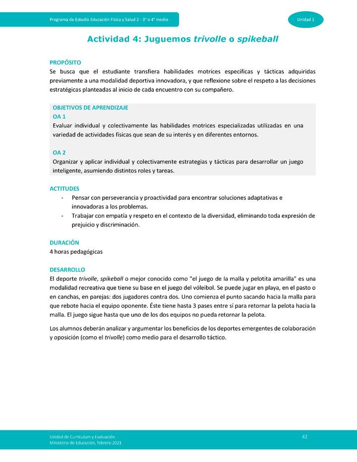 Actividad 4: Juguemos Trivolle o Spikeball