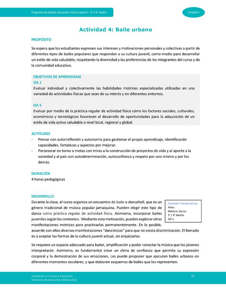 Actividad 4: Baile urbano