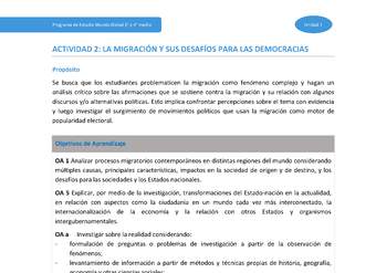 Actividad 2: La migración y sus desafíos para las democracias
