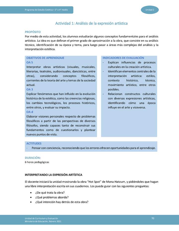 Actividad 1: Análisis de la expresión artística