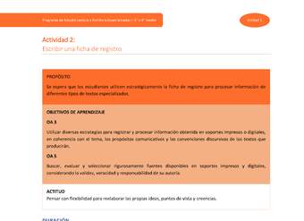 Actividad 2: Escribir una ficha de registro