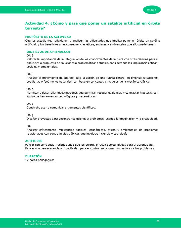 Actividad 4: ¿Cómo y para qué poner un satélite artificial en órbita terrestre?