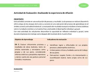 Actividad de evaluación: Analizando la experiencia de difusión