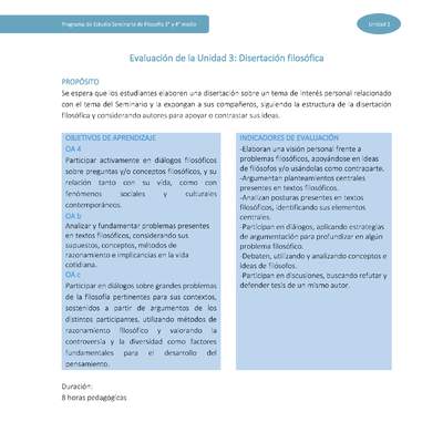 Actividad de evaluación: Disertación filosófica