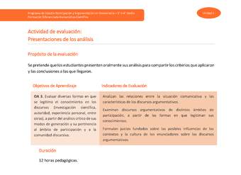 Actividad de evaluación: Presentaciones de los análisis