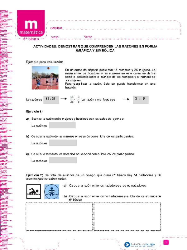 Demostrar que comprenden las razones en forma gráfica y simbólica