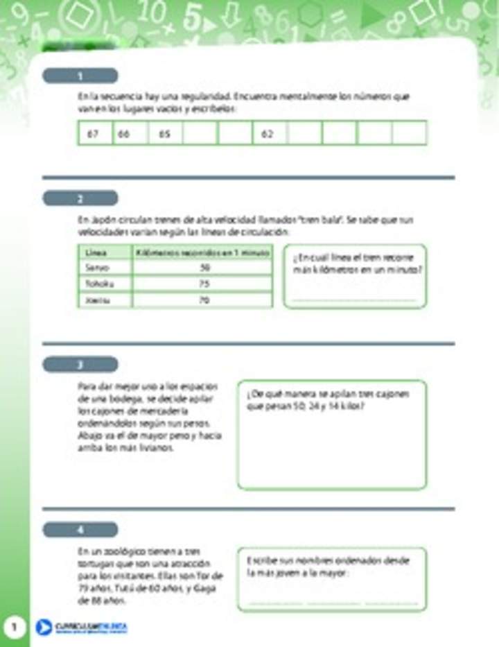 Resolución de problemas, ordenar cifras