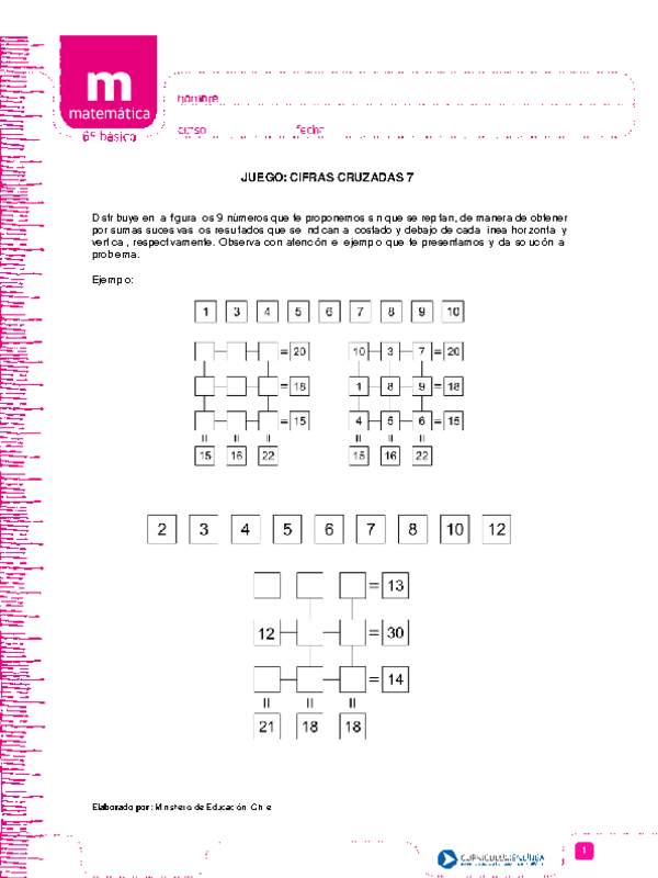 Juego: cifras cruzadas 7