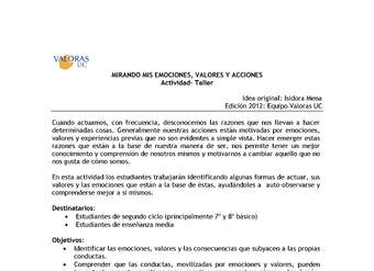 Mirando mis emociones Orientación 5º y 6º  y especialmente 7º a 4º Medio OA02