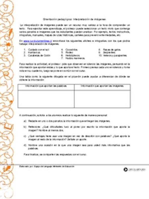 Orientación pedagógica: Interpretación de imágenes