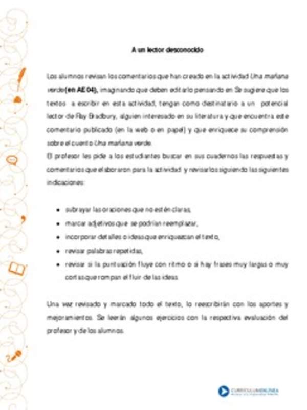 Orientación pedagógica: A un lector desconocido