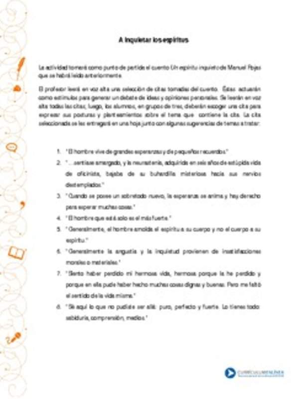 Orientación pedagógica: A inquietar los espíritus