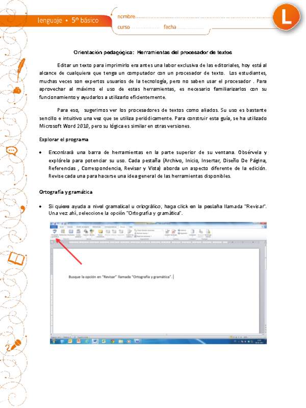 Herramientas del procesador de textos
