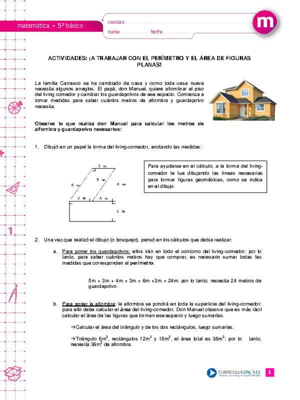 ¡A trabajar con el perímetro y el área de figuras planas!
