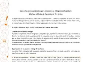 Valorar las opiniones de otros para establecer un diálogo sobre la película