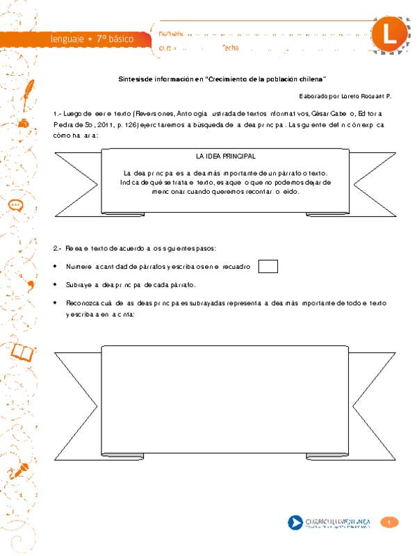 Síntesis de información en "Crecimiento de la población chilena"