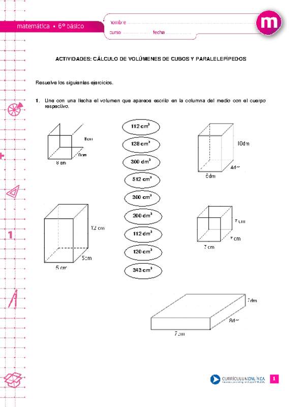 Cálculo de volúmenes de cubos y paralelepípedos