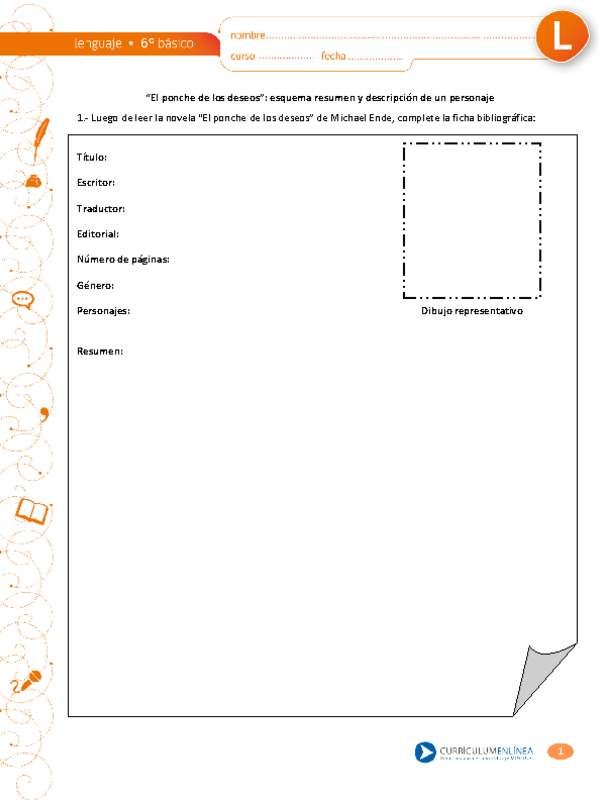"El ponche de los deseos": esquema resumen y descripción de un personaje