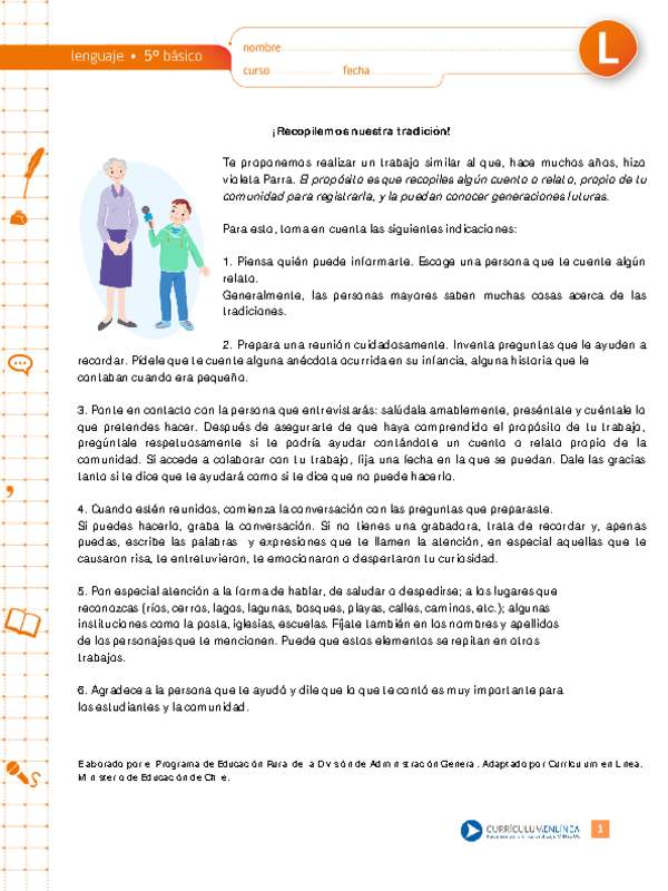 ¡Recopilemos nuestra tradición!