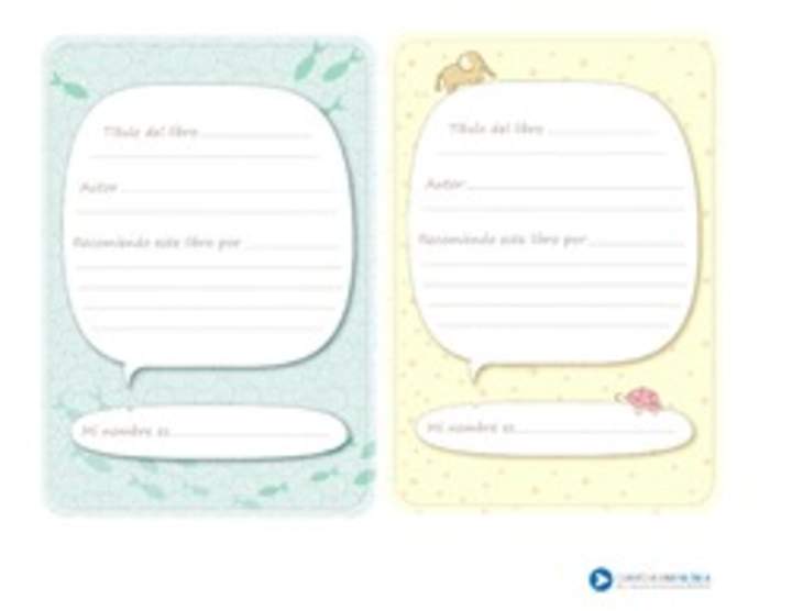 Fichas para recomendar libros