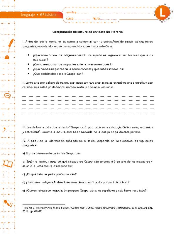 Comprensión de lectura de un texto no literario