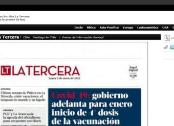 Kiosko.net: Portada La Tercera, Jueves 31 de octubre de 2019