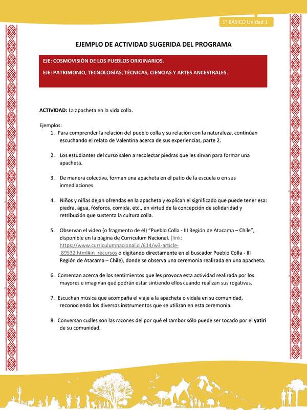 Actividad sugerida: LC01 - Colla - U1 - N°3:  La apacheta en la vida colla. Actividad sugerida: LC01 - Colla - U1 - N°3:  La apacheta en la vida colla.