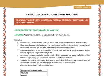 Actividad sugerida LC01 - Aymara - U04 - N°04: Asocian la letra con los sonidos aspirados ph, th, kh, qh, chh