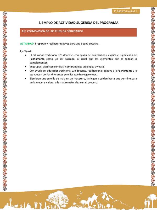 Actividad sugerida LC01 - Aymara - U01 - N°19:  Preparan y realizan rogativas para una buena cosecha. Actividad sugerida LC01 - Aymara - U01 - N°19:  Preparan y realizan rogativas para una buena cosecha.