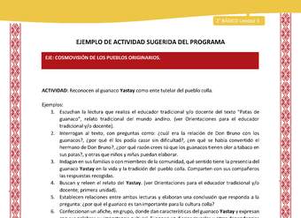 Actividad sugerida: LC02 - Colla - U3 - N°5: Reconocen al guanaco Yastay como ente tutelar del pueblo colla.