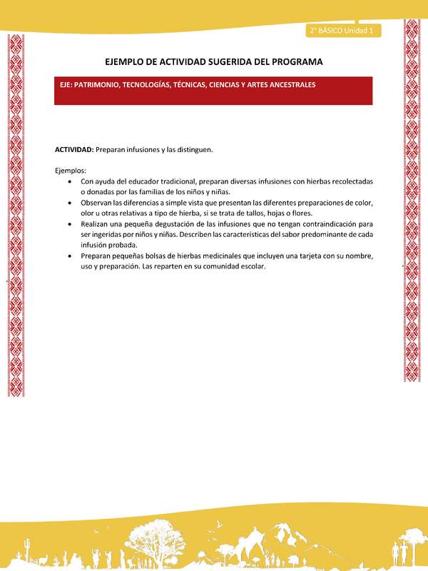 Actividad sugerida: LC02 - Colla - U1 - N°10: Preparan infusiones y las distinguen Actividad sugerida: LC02 - Colla - U1 - N°10: Preparan infusiones y las distinguen