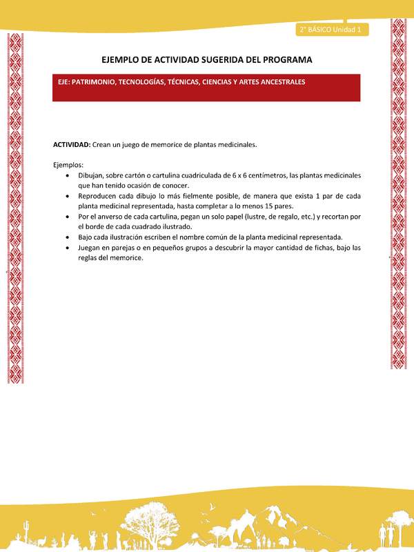 Actividad sugerida: LC02 - Colla - U1 - N°11: Crean un juego de memorice de plantas medicinales. Actividad sugerida: LC02 - Colla - U1 - N°11: Crean un juego de memorice de plantas medicinales.