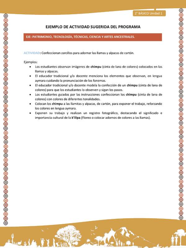 Actividad sugerida Nº 17 - LC02 - AYM-U1-17-2B-EP-Confeccionan zarcillos para adornar las llamas y alpacas de cartón Actividad sugerida Nº 17 - LC02 - AYM-U1-17-2B-EP-Confeccionan zarcillos para adornar las llamas y alpacas de cartón