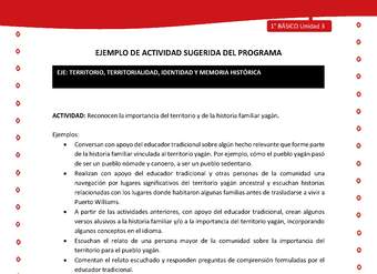 Actividad sugerida Nº 3- LC01 - YAG-U3-ET - Reconocen la importancia del territorio y de la historia familiar yagán