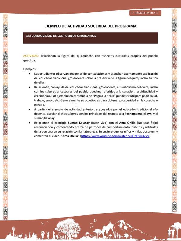 Actividad sugerida LC01 - Quechua - U1 - N°12: Relacionan la figura del quirquincho con aspectos culturales propios del pueblo quechua. Actividad sugerida LC01 - Quechua - U1 - N°12: Relacionan la figura del quirquincho con aspectos culturales propios del pueblo quechua.