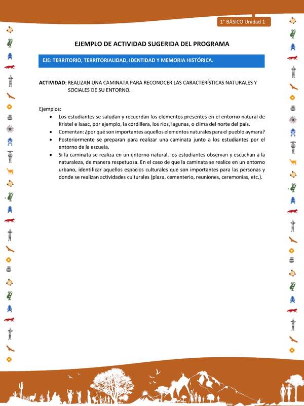 Actividad sugerida Nº 7- LC01 - INTERCULTURALIDAD-U1-ET - REALIZAN UNA CAMINATA PARA RECONOCER LAS CARACTERÍSTICAS NATURALES Y SOCIALES DE SU ENTORNO. Actividad sugerida Nº 7- LC01 - INTERCULTURALIDAD-U1-ET - REALIZAN UNA CAMINATA PARA RECONOCER LAS CARACTERÍSTICAS NATURALES Y SOCIALES DE SU ENTORNO.