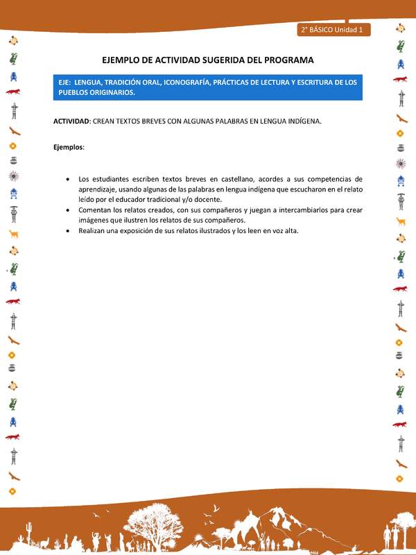 Actividad sugerida Nº 3- LC02 - INTERCULTURALIDAD-U1-LS - CREAN TEXTOS BREVES CON ALGUNAS PALABRAS EN LENGUA INDÍGENA. Actividad sugerida Nº 3- LC02 - INTERCULTURALIDAD-U1-LS - CREAN TEXTOS BREVES CON ALGUNAS PALABRAS EN LENGUA INDÍGENA.