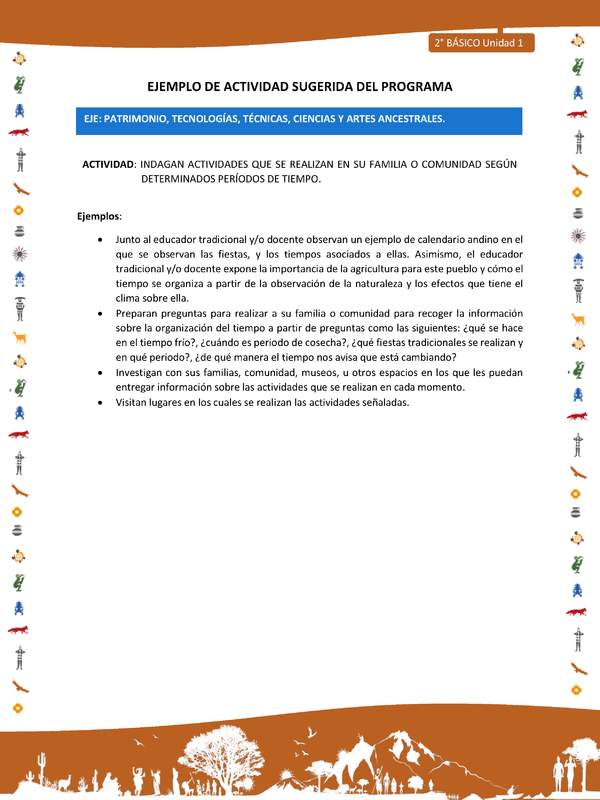 Actividad sugerida Nº 12- LC02- INTERCULTURALIDAD-U1-EP - INDAGAN ACTIVIDADES QUE SE REALIZAN EN SU FAMILIA O COMUNIDAD SEGÚN DETERMINADOS PERÍODOS DE TIEMPO. Actividad sugerida Nº 12- LC02- INTERCULTURALIDAD-U1-EP - INDAGAN ACTIVIDADES QUE SE REALIZAN EN SU FAMILIA O COMUNIDAD SEGÚN DETERMINADOS PERÍODOS DE TIEMPO.