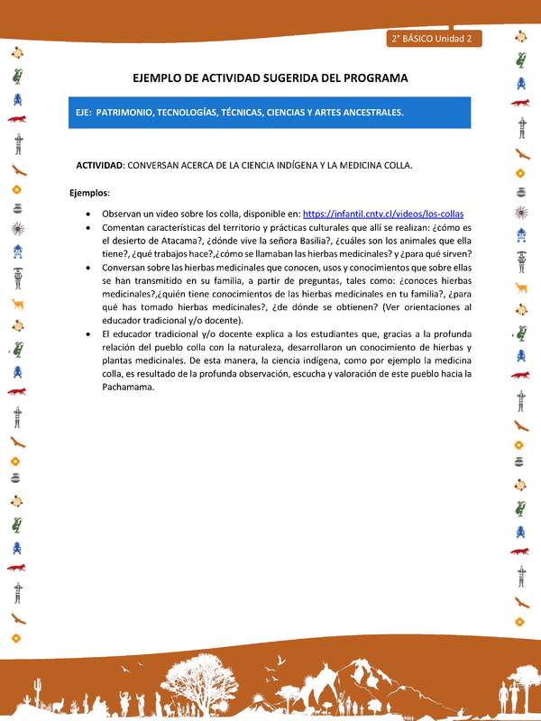 Actividad sugerida Nº 10- LC02 - INTERCULTURALIDAD-U2-EP - CONVERSAN ACERCA DE LA CIENCIA INDÍGENA Y LA MEDICINA COLLA