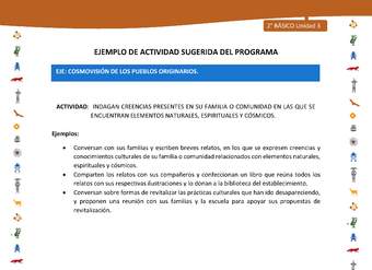 Actividad sugerida Nº 7- LC02 - INTERCULTURALIDAD-U3-ECO - INDAGAN CREENCIAS PRESENTES EN SU FAMILIA O COMUNIDAD EN LAS QUE SE ENCUENTRAN ELEMENTOS NATURALES, ESPIRITUALES Y CÓSMICOS.