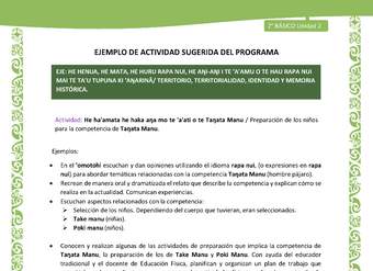 Actividad sugerida LC02 - Rapa Nui - U2 - N°27: Preparación de los niños para la competencia de Taŋata Manu.