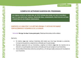 Actividad sugerida LC02 - Rapa Nui - U2 - N°14: Realizan historietas de los relatos.