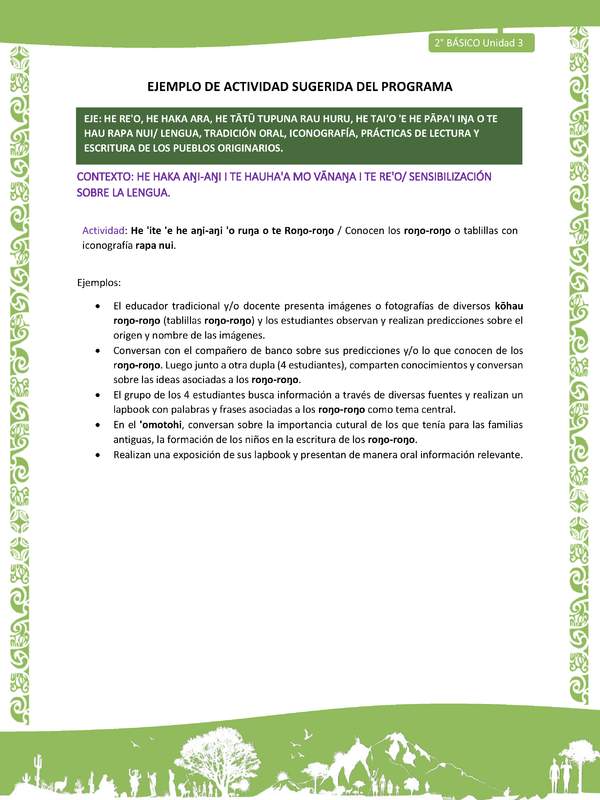 Actividad sugerida LC02 - Rapa Nui - U3 - N°02: Conocen los roŋo-roŋo o tablillas con iconografía rapa nui.